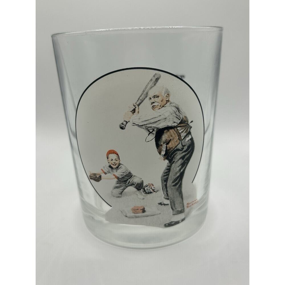 ~*Vintage*~Saturday Evening Post 4" X 3.25" Wide Glass "Gramps At The Plate" EUC